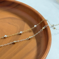Chaîne en or 14 carats plaqué or vintage de 3 mm avec perles et chaîne en argent S925 pour la fabrication de colliers, bracelets et accessoires de bijoux faits main
