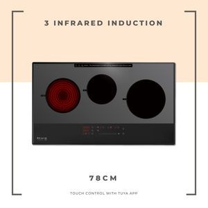 Placa de cocción plana de 3 quemadores híbrida infrarroja e inducción, cocina de inducción empotrada inteligente - Product Image 6