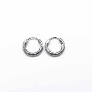 Pendientes de Aro Personalizados para Hombre, Acero Inoxidable 316L Hipoalergénico, Diseño Trenzado, Estilo Vintage Minimalista, Regalo - Product Image 2