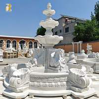 Fontaine à eau en marbre blanc sculpté à la main RELONG, style italien, pour décoration extérieure