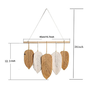 <span class=keywords><strong>Tapiz</strong></span> Decorativo de Macramé de Algodón con Borlas de 3 Hojas, Adorno de Pared Tejido para Apartamento o Dormitorio - Product Image 5