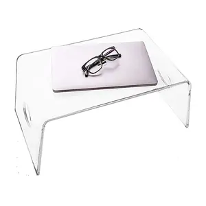 Akrilik yatak tepsi kolları temizle Laptop standı ev ofis için, hafif taşınabilir tur masası yemek için, okuma veya yazma