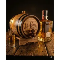 The Barrel House - Baril en chêne blanc de 2 litres avec robinet et bouchon à clé, largeur 18 cm, pour le stockage de spiritueux et l'emballage alimentaire et de boissons