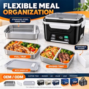 Boîte à lunch chauffante avec chauffage au graphène, batterie rechargeable, chauffage programmé, affichage du niveau de la batterie et plateau en acier inoxydable - Product Image 5