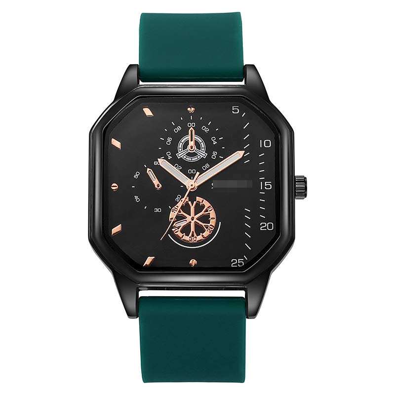 Fashion Double Layer square Shell Belt Large Dial Watch Casual Men's ...