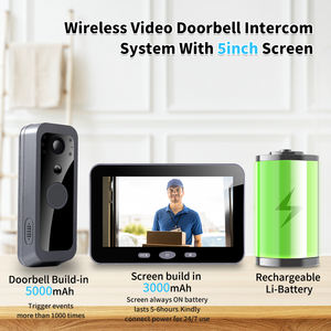Seguridad impermeable Video puerta teléfono intercomunicador inalámbrico 5 pulgadas 1080P pantalla WiFi Video timbre cámara para el hogar - Product Image 2