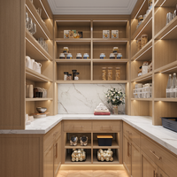 Meuble de rangement de luxe moderne et personnalisé en panneaux de mélamine avec éclairage LED et évier pour îlots de cuisine de villa
