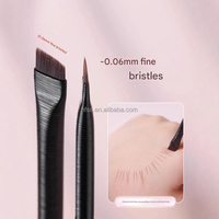 Kit kuas kosmetik alis 3 buah ujung halus tebal Logo kustom Set kuas Eyeliner presisi Ultra tipis Label pribadi 3 buah