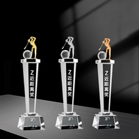 Trophée de golf personnalisé haut de gamme en métal et cristal pour tournoi de golf et championnat de club