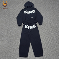 Ensemble sweat à capuche et pantalon de survêtement pour homme en molleton avec impression en relief personnalisée, haute qualité, pour fabricants de vêtements