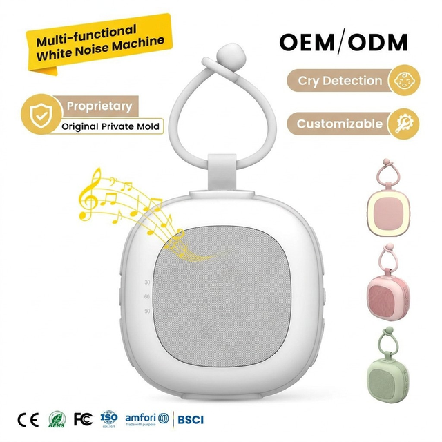 Smart Cry Sensor Night Light Baby White Noise Machine Therapy Sleeping Aid Relaxing Sound Speaker RGB Light 1200mAh Battery ABS