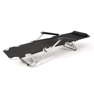 Chaise longue pliante en alliage d'aluminium à tube rond, style inclinable, portable, pour extérieur, plage, en tissu Oxford, usage domestique - Product Image 2