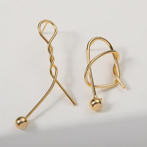 Boucles d'oreilles personnalisées transfrontalières en fil torsadé pour l'exportation, style froid, boucle en fil de cuivre, couleur pour femme, préservation de la couleur - Product Image 3