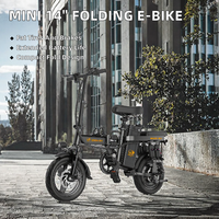 Mini vélo électrique pliable de 14 pouces, 350W, batterie au lithium 48V, 3 vitesses, cadre en aluminium, pneus larges