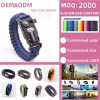 Bracelet de survie en nylon multifonctionnel 5-en-1 personnalisé pour la chasse, la pêche et le camping avec boussole sifflet à silex d'urgence