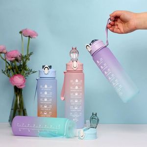 Plastic <b>Cup</b> with <b>Straw</b> E-commerce Gradient Color Water Bottle Outdoor Matte 700ml Sports Water Bottle - Product Image 3
