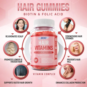 Gummies pour la croissance des cheveux OEM/ODM avec 5000 mcg de biotine, acide folique et vitamines A, C, E pour des cheveux plus forts, plus épais et une peau et des ongles sains - Product Image 4