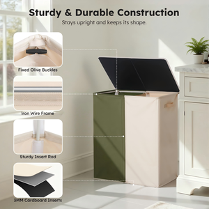 Cesto de Ropa Sucia Doble con Tapa y Bolsas Extraíbles, Cesto de Ropa Sucia Grande de 145L, Organizador de Ropa Sucia Plegable de 2 Secciones - Product Image 2