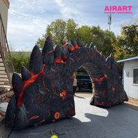 Porte du Dragon Infernal Gonflable de 4m avec Effet de Lave et Bras de Squelette Yeux Rouges pour Décoration d'Événements d'Halloween et de Maisons Hantées