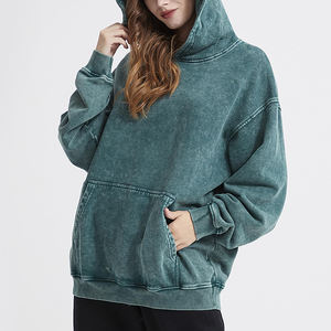 Sudadera Larga de Algodón para Mujer, Invierno 2025, Sin Bolsillos, Personalizada, Lisa, Lavada al Ácido, Desgastada, Bordada en la Parte Delantera, Transpirable, de Secado Rápido - Product Image 3
