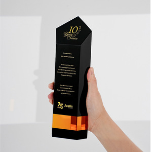 Trofeo de Cristal Personalizado Pinming Nuohao, Diseño Abstracto Negro, Premios Empresariales, Recuerdos de Conferencia con Impresión de Logotipo - Product Image 4
