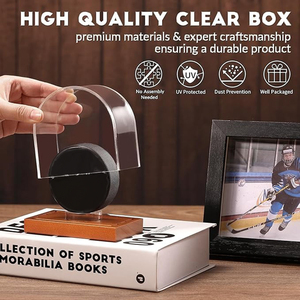 Коллекционный футляр для хоккейных шайб HUACENT: премиум-класс, прозрачный акрил, защитный держатель для шайб с деревянным основанием - Product Image 2