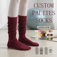 Chaussettes de yoga et de Pilates personnalisées, longues, en coton de haute qualité, douces, antidérapantes, pour le sport