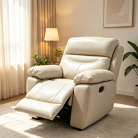 Fauteuil inclinable manuel en cuir de vachette véritable, canapé monoplace surdimensionné, mobilier de salon avec repose-pieds extensible