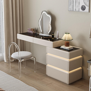 Luxury Minimalist Dressing <b>Table</b> Modern Aesthetic Makeup Vanity Desk with LED <b>Mirror</b> Smart Bedroom Furniture for Women - Product Image 2