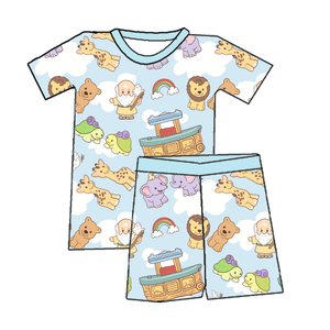 Ensemble deux pièces décontracté d'été pour bébé garçon en bambou, t-shirt à manches courtes et short, style anglais avec logo - Product Image 5