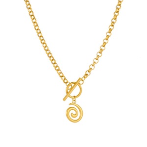 Gold Plated Stainless Steel Spiral Pendant OT Buckle Chain Necklace Geometric Design Daily Wear - Product Image 5