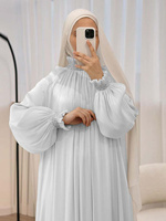 Ensemble Abaya Élégant à Motifs Floraux avec Hijab Assorti, Imprimé Peinture Florale, Coupe Ample et Fluide, Tenue Modeste pour Femme