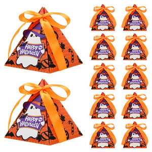 Boîte cadeau d'Halloween en forme de pyramide, boîte à bonbons en carton avec ruban en satin, boîtes de fête pour la fête des déguisements, vente en gros - Product Image 3