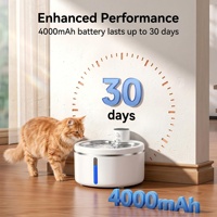 Fontaine à eau sans fil pour animaux de compagnie NicePets |   Filtre de circulation sans fil avec batterie de 60 jours d'autonomie |   Plateau en acier inoxydable anti-acné pour chat