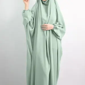 Dress Wanita Muslim Bertudung Lebaran, Kain Doa Abaya Jilbab Panjang Khimar Penutup Penuh Baju Islam Abayas Niqab