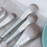 EMF 14 pièces Ensemble de pinceaux de maquillage professionnels avec pochette, poils doux véganes de haute qualité, pour fond de teint et fard à paupières, manche en bois, marque privée, visage