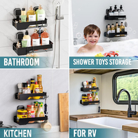 Panier de Douche à Ventouse Robuste Anti-Rouille Sans Perçage, Lot de 2 Étagères de Douche à Ventouse avec Crochets