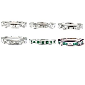 Bijoux en gros conception simplement intemporelle expédition rapide solide 18k or blanc haute qualité baguette diamant bague bande - Product Image 4