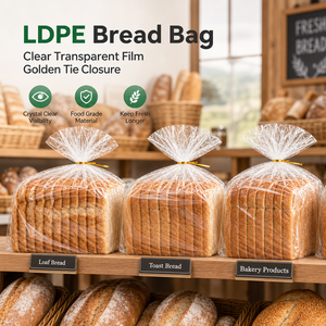 Sacchetti per Pane da Panetteria all'Ingrosso con Lacci Dorati, Sacchetti Trasparenti in LDPE per Alimenti, Confezioni per Toast per Negozi al Dettaglio - Product Image 5