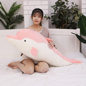 Dolphin Plush <b>Pillow</b> <b>Large</b> Stuffed Toy Pink Gray Dolphin Sleep Aid For Children Girls - Product Image 4