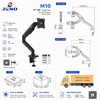 Support d'écran de bureau Bras de moniteur à mouvement complet pour écrans de 17 à 35 pouces avec ressort à gaz ZENO M10