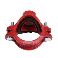 Raccord en T rainuré mécanique en fonte ductile homologué FM, sortie de branche basse pression PN25/300PSI, joint EPDM peint, pour système d'irrigation