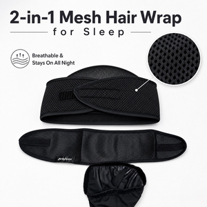 หมวกคลุมผมแบบตาข่าย 2-in-1 ป้องกันการเลื่อนหลุด สำหรับผมสั้น ผ้าคลุมผมสำหรับนอน ระบายอากาศได้ดี ผ้าไหม Doobie สำหรับผมทรง Pixie Cut สำหรับผู้หญิง - Product Image 2