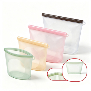 Saco de Armazenamento de Alimentos em Silicone, Grau Alimentício, Livre de BPA, À Prova de Vazamentos, Reutilizável, Seguro para <span class=keywords><strong>Freezer</strong></span> e Micro-ondas, Bolsa de Armazenamento para Cozinha - Product Image 1