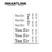 Autocollant de tatouage temporaire personnalisé « Yes Sir Letter » à base de plantes, imperméable, longue durée (15 jours), semi-permanent, pour le corps (hanches, taille) – Hommes et Femmes