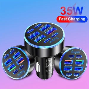 8ใน1พอร์ต USB Type C ชาร์จเร็วอะแดปเตอร์ชาร์จโทรศัพท์ในรถยนต์สำหรับ <span class=keywords><strong>iPhone</strong></span> 16 15 14 13 12 <span class=keywords><strong>11</strong></span> PRO MAX Xiaomi 14 13 Samsung <span class=keywords><strong>Galaxy</strong></span> - Product Image 6