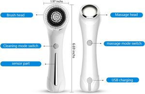 5-in-1 USB Rechargeable <b>Electric</b> Silicone Facial Cleansing Brush Pore Exfoliating <b>Massage</b> Face Washing Scrubber With Five <b>Head</b> - Product Image 2