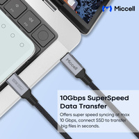 Câbles de téléphone portable Miccell Type-C vers Type-C, câble de charge rapide PD 60W, transmission 5A 10 Gbps, câble de données en nylon pour téléphone