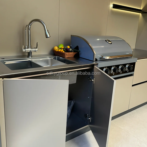 Muebles de Cocina Modulares Integrados de Acero Inoxidable con Acabado de Madera de Estilo Europeo de Lujo para <span class=keywords><strong>Terraza</strong></span> y Balcón - Product Image 2