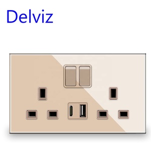 Delviz British Standard Electrical Plugs Double Outlet, 18W Type-C Ports Quick Charge,Crystal Glass <strong>UK</strong> 13A Wall Power USB <strong>Socket</strong> - Product Image 5